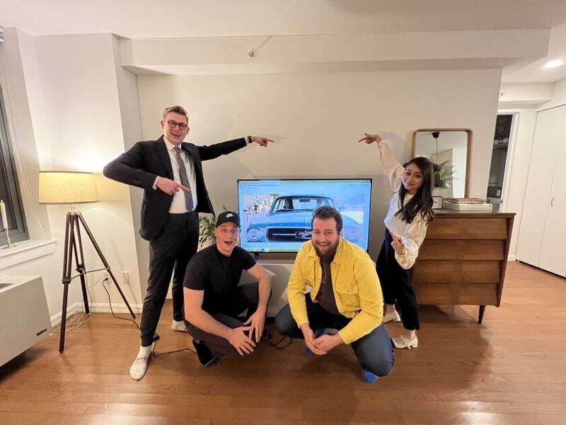 BYU students Tyler Richardson, Asher Huskinson, Campbell George and Rebekah Baker won the best commercial College Television Award.