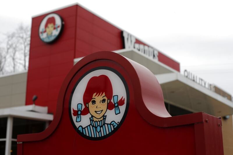A Wendy’s logo outside of a Wendy’s restaurant in Pittsburgh is pictured on March 17, 2014.