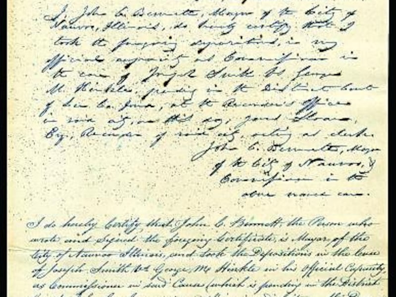 One of 24 documents from an 1842 lawsuit by Joseph Smith.