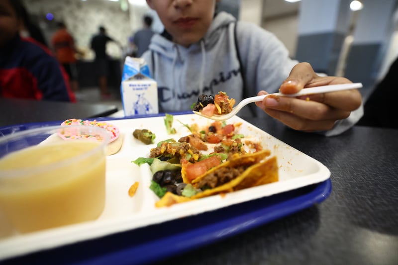 A student eats his lunch at Midvale Middle School on Tuesday, Aug. 16, 2022.