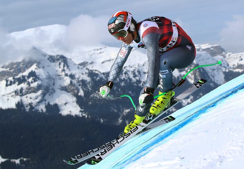 FILE - In a Thursday, Jan. 11, 2018 file photo, United States' Steven Nyman competes during an alpine ski, men's World Cup downhill training, in Wengen, Switzerland. U.S. Ski and Snowboard said Monday, Jan. 29 that three-time Olympian Steven Nyman will mi