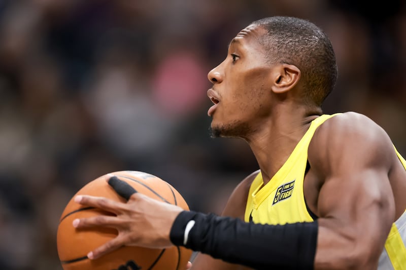 Utah Jazz guard Kris Dunn in action against the San Antonio Spurs at Vivint Arena in Salt Lake City on, Feb. 28, 2023.