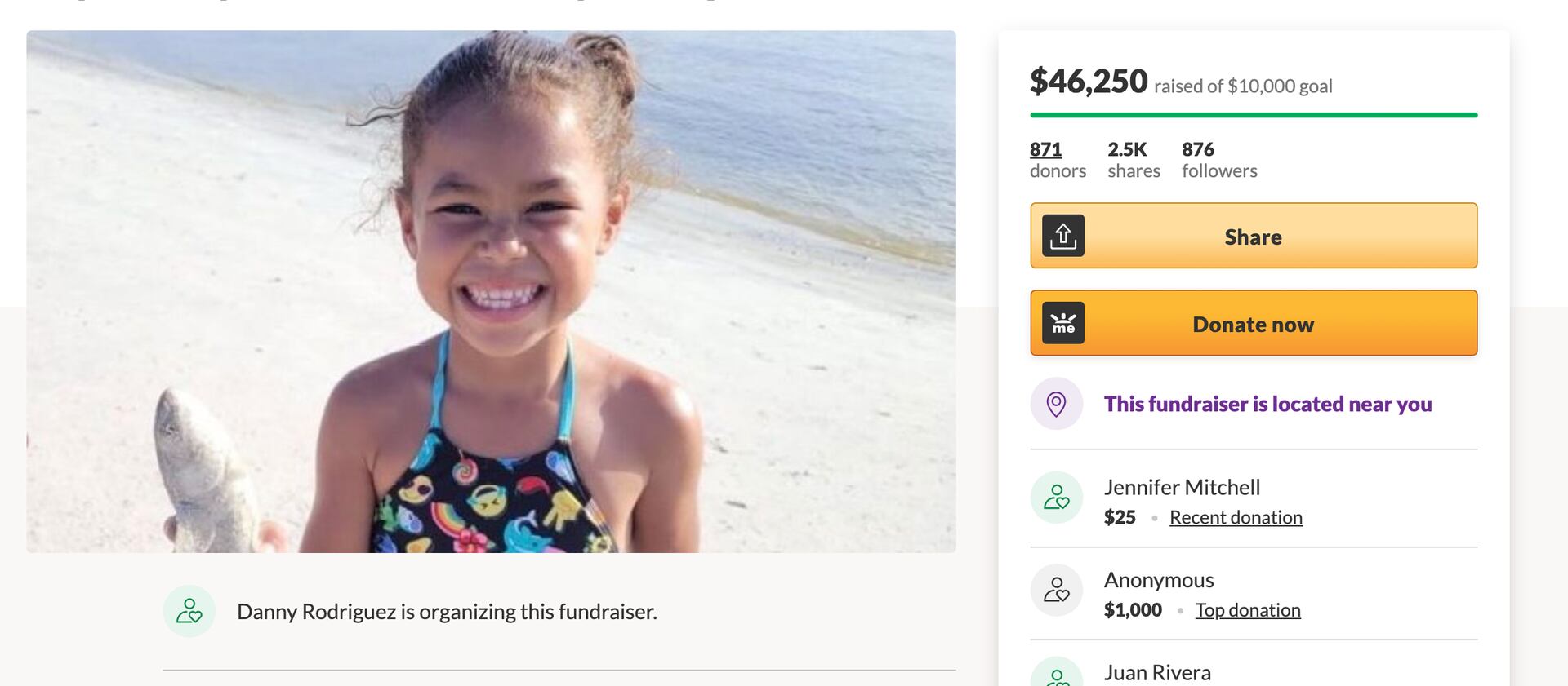 Zaydanielys Rodriguez, 7, pictured in this GoFundMe page, was shot while she was lying in bed in her apartment in Heber City.