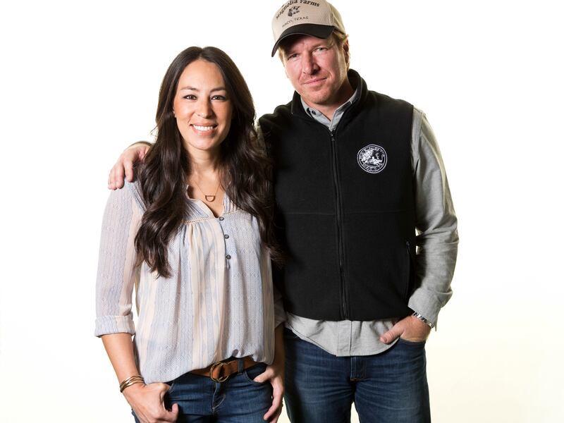 FILE - In this March 29, 2016, file photo, Joanna Gaines, left, and Chip Gaines pose for a portrait in New York to promote their home improvement show, "Fixer Upper," on HGTV. Gaines responded on Twitter April 29, 2017, to a lawsuit filed against him by f
