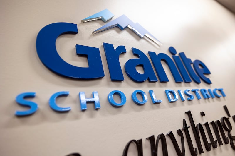 A Granite School District sign is pictured at the district’s offices in South Salt Lake on Monday, April 26, 2021.