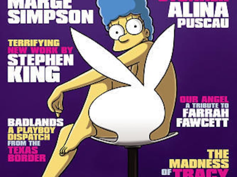 The cover of the November newsstand issue features Marge Simpson — a first for a cartoon character.