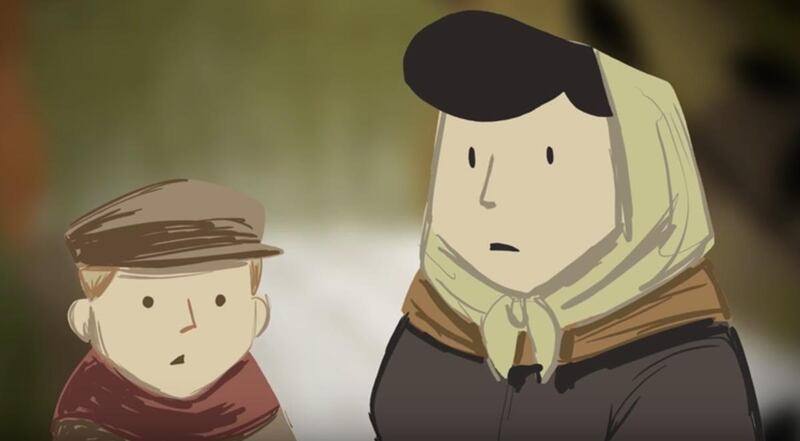 In a new Mormon Channel video, animated versions of President Dieter F. Uchtdorf and his mother look at one another worriedly wondering if they're being followed by East German guards.
