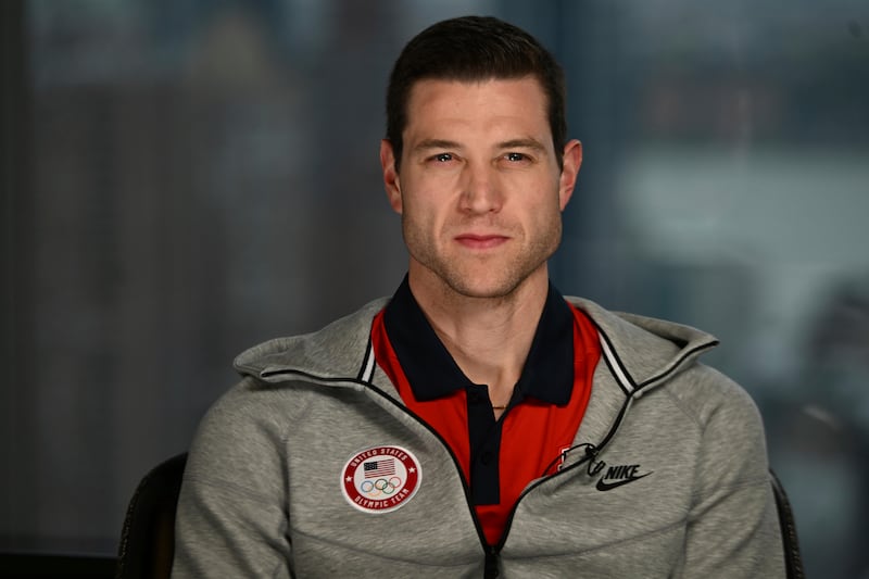 American basketball player Jimmer Fredette, 35, answers questions during an interview on Wednesday April 17, 2024 in New York.