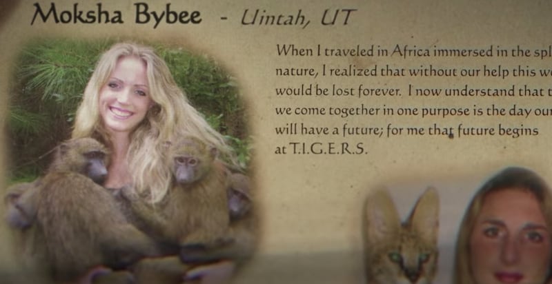 A screenshot of Moksha Bybee’s bio as seen in “Tiger King.”