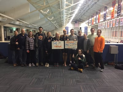 The Auburn Plains Branch turns out to support Zoe Thatcher before a swim meet.