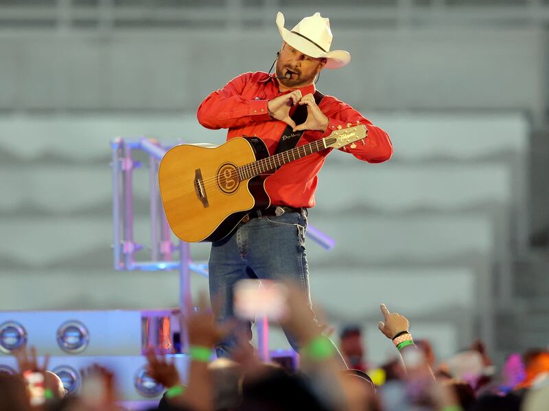 Garth Brooks performs at Rice-Eccles Stadium at the University of Utah in Salt Lake City.