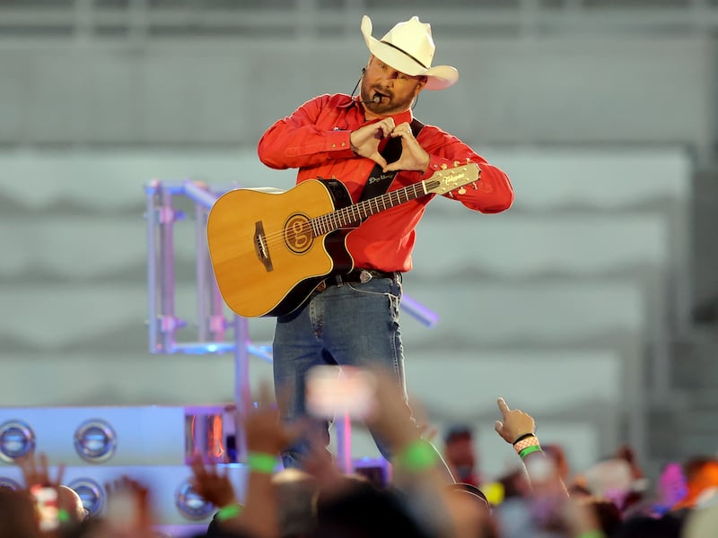 Garth Brooks performs at Rice-Eccles Stadium at the University of Utah in Salt Lake City.
