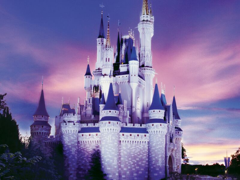 Cinderella Castle above the Magic Kingdom at Disney World.