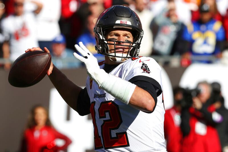 Tampa Bay Buccaneers quarterback Tom Brady in an NFL divisional round playoff football game.