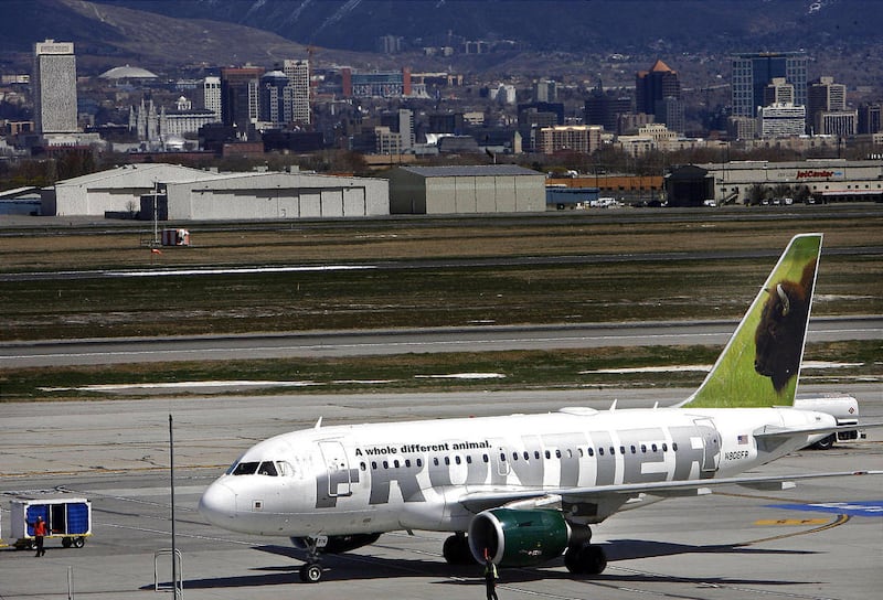 A Frontier Airlines plane arrives in Salt Lake City in 2008. The airline will start a daily flight between Provo Municipal Airport and the airline's Denver hub beginning in June.