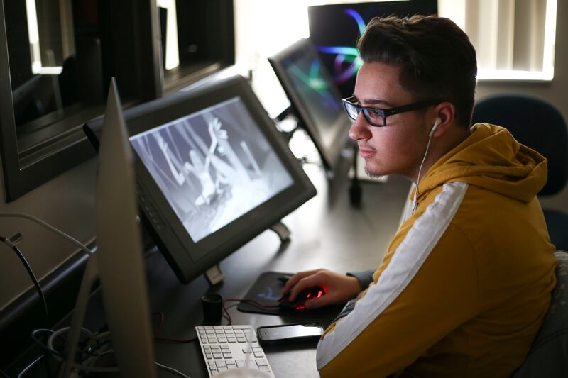 Zeke Peterson, 16, works on a computer in a 3D animation class at the Granite Technical Institute in Salt Lake City on Monday, March 4, 2019.