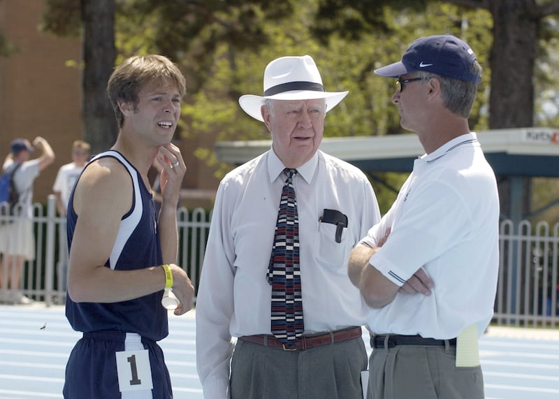 Three generations of Robisons, left to right: Nathan Robison, Clarence Robison, Mark Robison together on April 24, 2004.