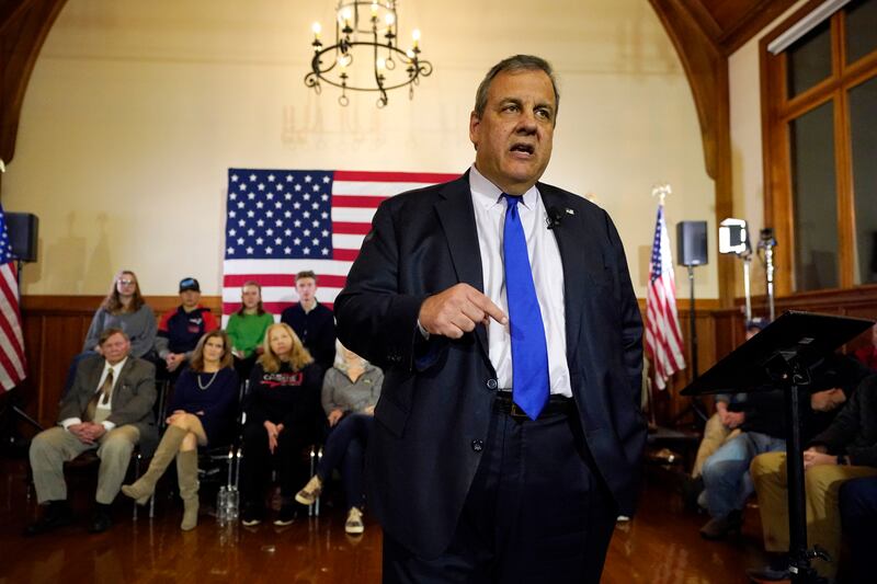 Republican presidential candidate Chris Christie announces he is dropping out of the race on Jan. 10, 2024, in Windham, N.H.