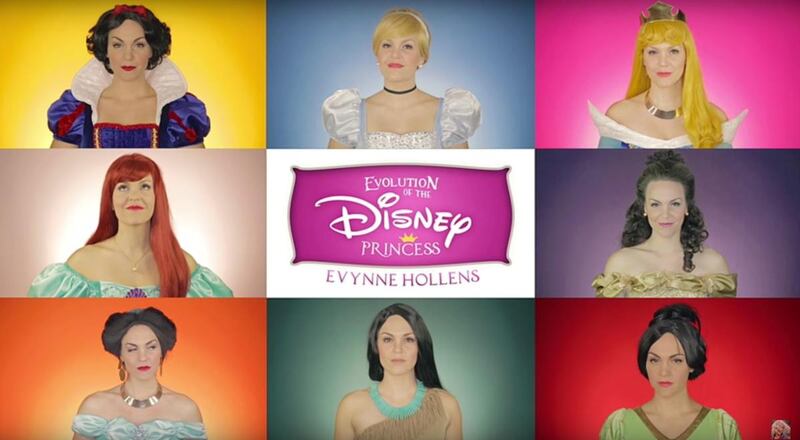 Evynne Hollens dressed up as each Disney princess and performed a song from each movie.