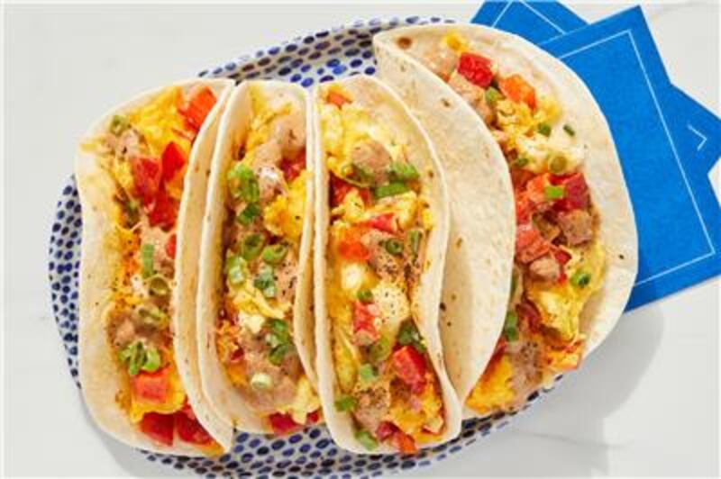 Cheesy Egg & Bell Pepper Tacos with Chipotle Sour Cream from Blue Apron