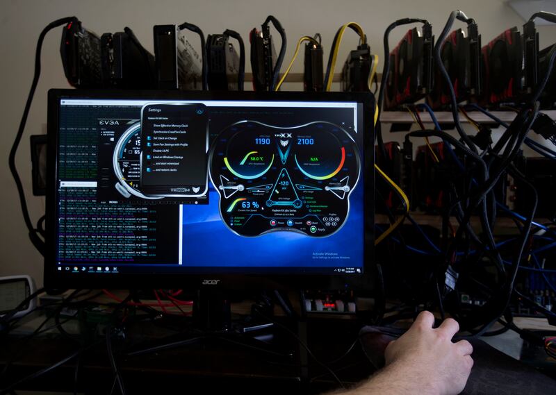 Overclocking programs use to overclock and underplot graphics cards is displayed on Jacob Berezay's screen in South Salt Lake on Thursday, Dec. 28, 2017.