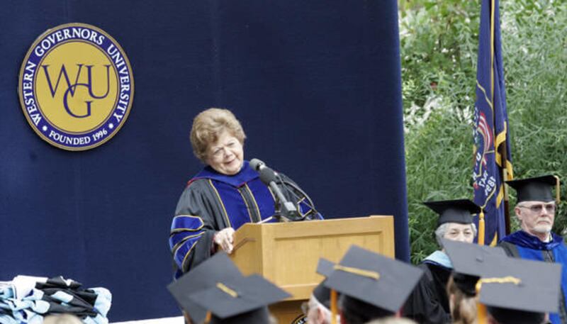 Olene Walker speaks during commencement exercises for Western Governor's University in 2004.