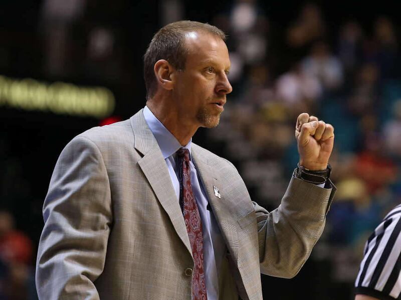 Utah coach Larry Krystkowiak the University of Utah defeats University of Washington 67-61in the first round of the PAC 12 men's basketball tournament Wednesday, March 12, 2014, in Las Vegas.