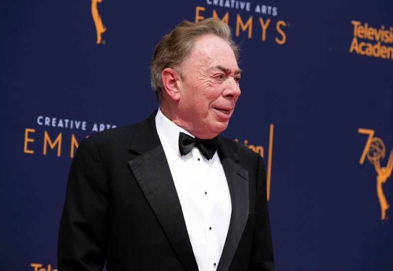 Andrew Lloyd Webber arrives at the second night of the Creative Arts Emmy Awards at The Microsoft Theater in Los Angeles.