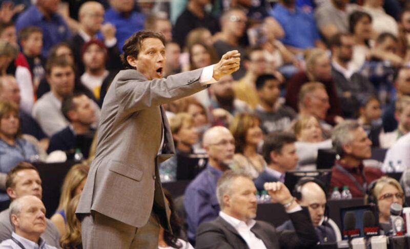 Utah Jazz head coach Quin Snyder watches as the Utah Jazz take on the Memphis Grizzlies in Salt Lake City Wednesday, Feb. 4, 2015.