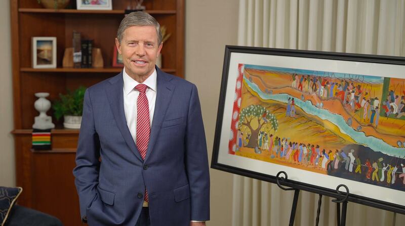 Elder Mark S. Palmer of the Presidency of the Seventy speaks during a BYU–Pathway devotional broadcast on Friday, Feb. 7, 2025.