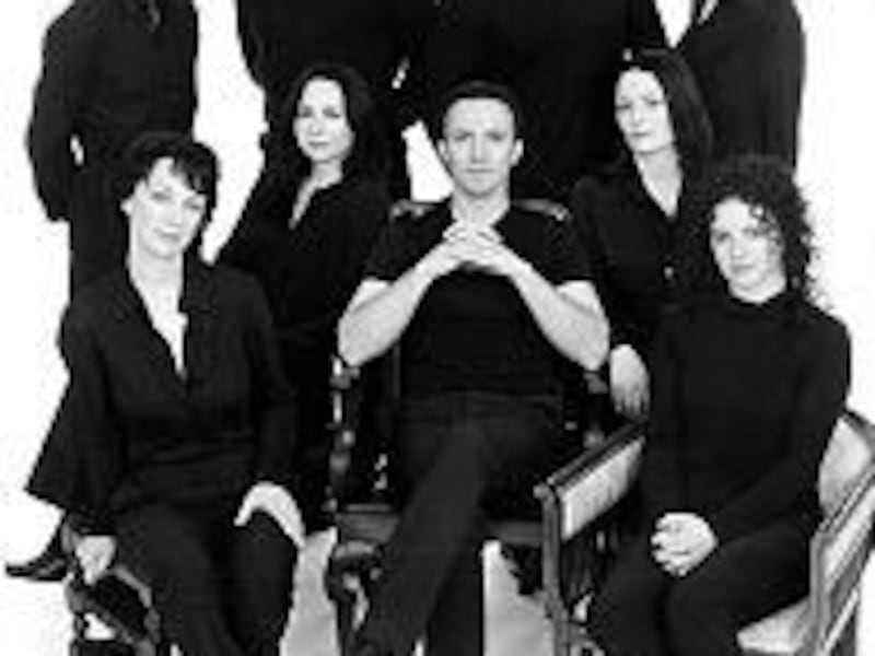 Canadian performing group Leahy started with 11 members but some have dropped out. Back row, from left, are Angus, Frank, Doug and Maria. Front row, from left, are Denise, Siobhean, Donnell, Agnes and Erin.