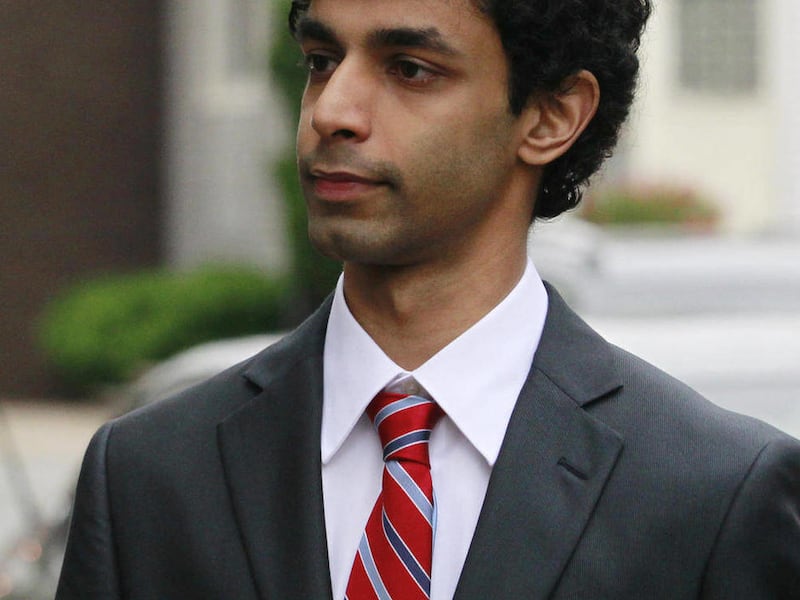 FILE - In this May 23, 2011 photo, Dharun Ravi walks into the Middlesex County Courthouse for a hearing in the webcam-spying case involving the suicide of Rutgers University student Tyler Clementi in New Brunswick, N.J. Ravi , the former Rutgers Univers
