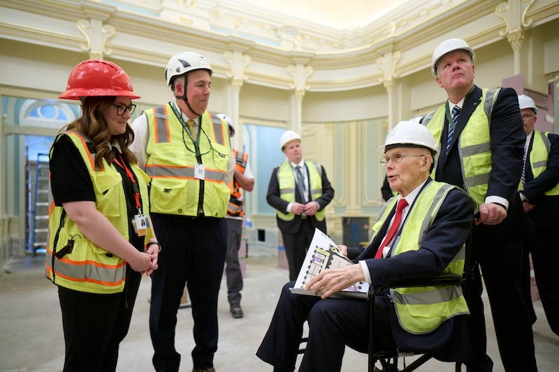 President Dallin H. Oaks tours the celestial room of the Salt Lake Temple.