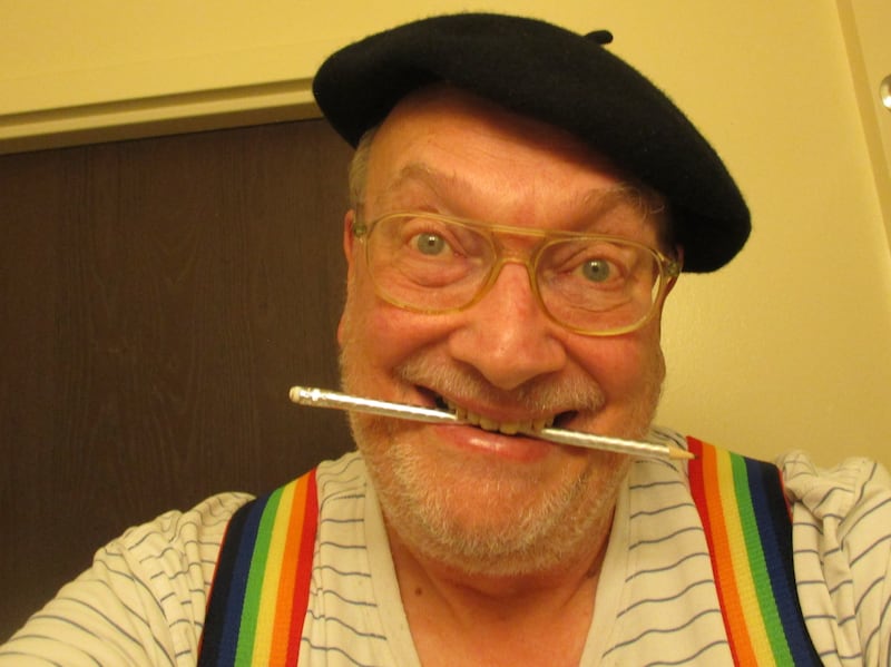 Tim Torkildson poses for a selfie in his Provo home. He’s proud to wear the rainbow suspenders. “I even wear them to church on Sundays,” he said.