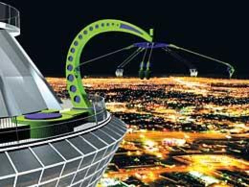 Rendering of a planned adventure ride by Logan's Interactive Rides shows its position atop the Stratosphere Casino Hotel and Tower in Las Vegas.
