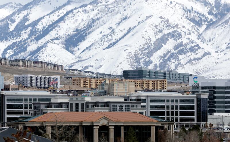 Commercial and residential developments around the Point of the Mountain in Lehi are pictured on Tuesday, March 14, 2023.