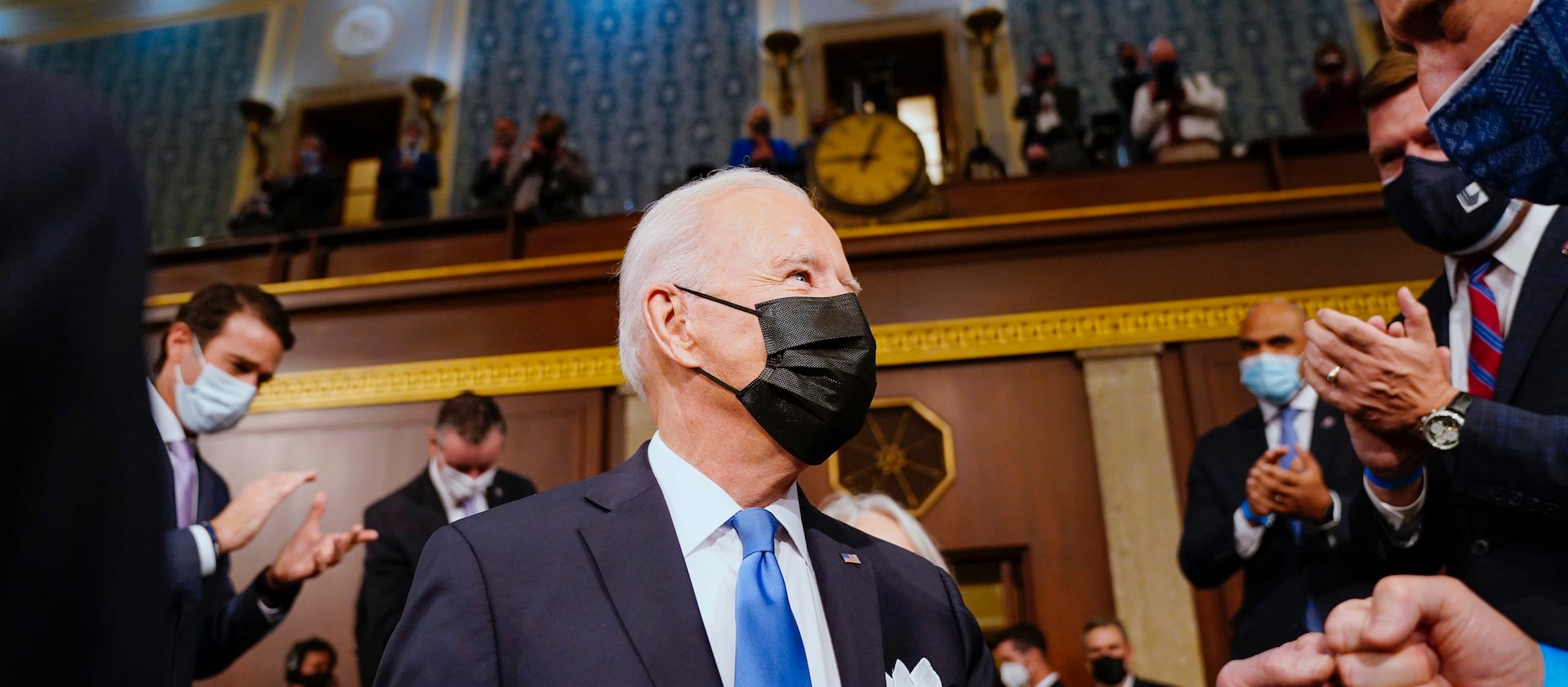 President Joe Biden arrives to speak to a joint session of Congress in the House Chamber at the U.S. Capitol in Washington, D.C.