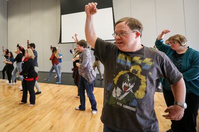 Conor dances during the rehearsal of the Elevate Theater Company at the Tanner Dance Building at the University of Utah in Salt Lake on Saturday, Dec. 9, 2017. A local theater program for disabled adults, Elevate Theater Company is a way for those with di