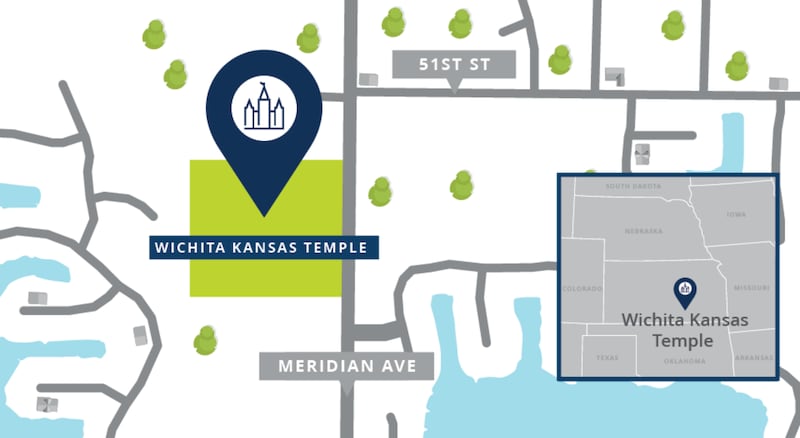 Site location map of the Wichita Kansas Temple.