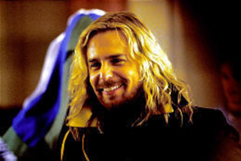 Sam Rockwell as Zaphod Beeblebrox in "The Hitchhiker's Guide."