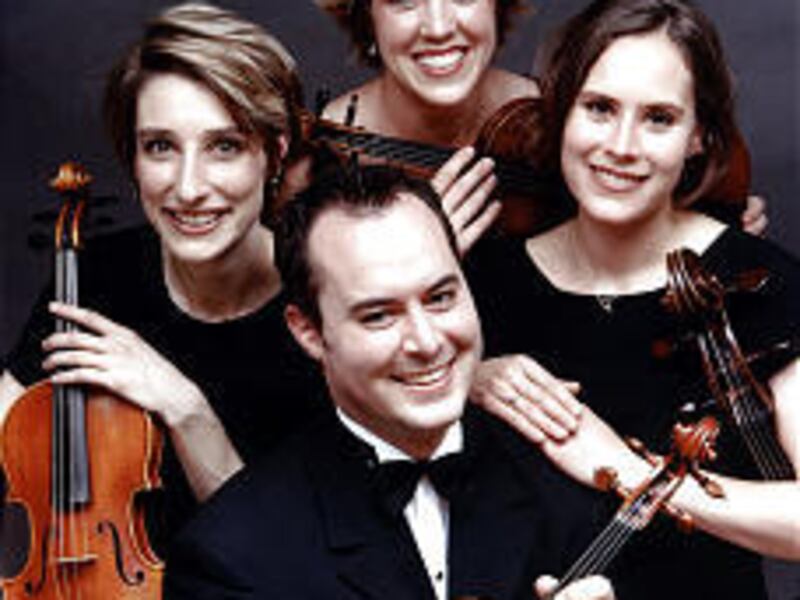 Fry Street Quartet includes (clockwise from front) Russell Fallstad (viola), Rebecca McFauls (violin), Jessica Guieri (violin) and Anne Francis (cello).
