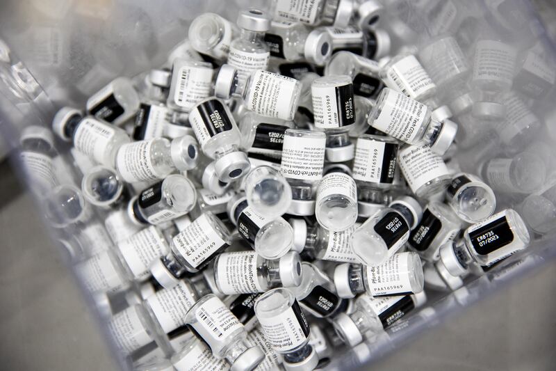 Vials of the Pfizer-BioNTech COVID-19 vaccine in Utah as people continued to be vaccinated against COVID-19.