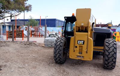 A new playground under construction at the Ray and Tye Noorda Utah Community Action Center in Kearns is pictured on Friday, Aug. 9, 2019.