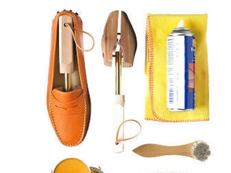 Using the right tools can help improve the durability of shoes.
ASK-MARTHA-FOOTWEAR-CARE1-SEP: UNDATED—BC-ASK-MARTHA-FOOTWEAR-CARE-SEP13-ART-NYTSF—A nonsilicone waterproofing spray helps safeguard delicate shoes from tough weather. This photo