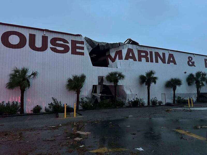 This photo provided by Bay County Sheriff’s Office shows storm damage around around Panama City Beach, Fla., on Jan. 9, 2024.