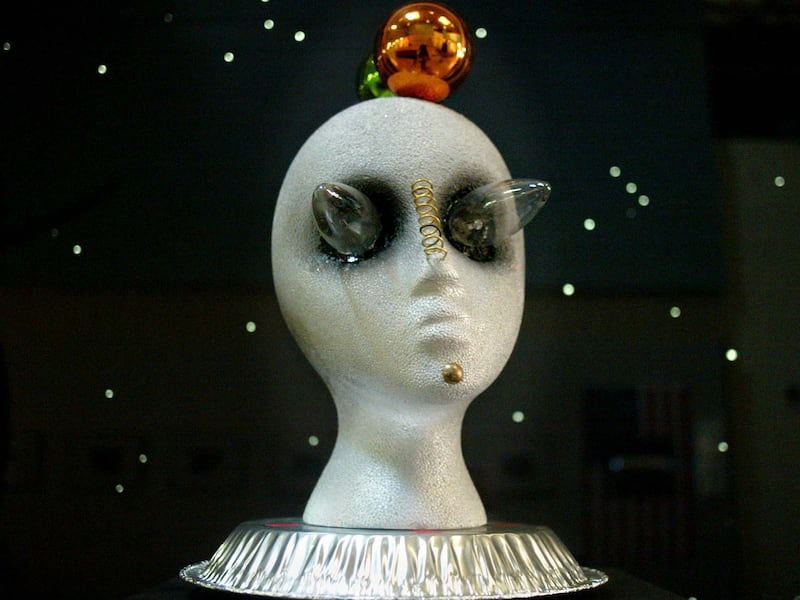 This alien head is part of an exhibit titled “Unearthly Freaky Objects” by Odessa College art students.