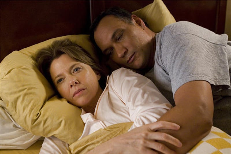 Annette Bening stars as Karen and Jimmy Smits stars as Paco in "Mother and Child."
