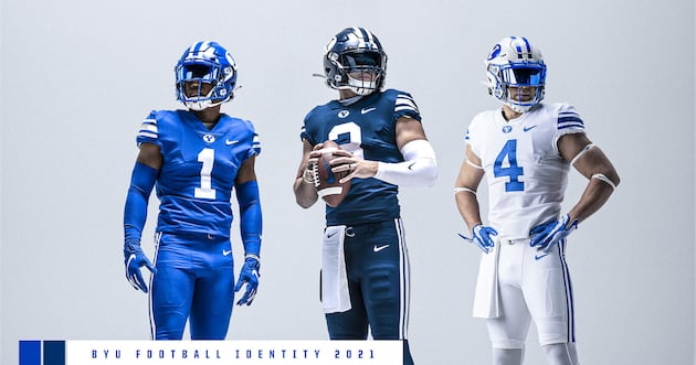 byu football helmet royal blue Cougars Riddell Speed Display and official paint and decals These helmets tho ...