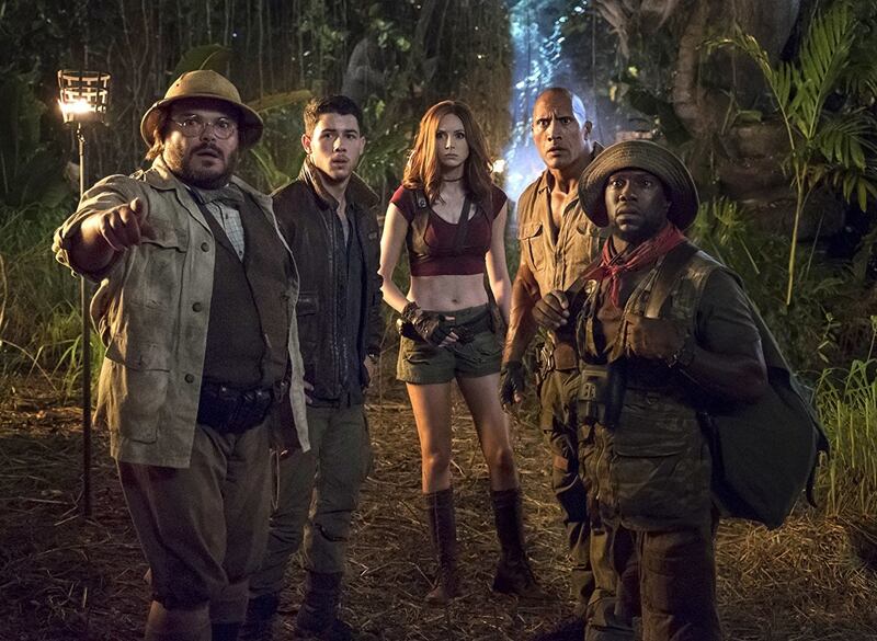 “Jumanji: Welcome to the Jungle” shows four teenagers in detention getting sucked into a mysterious video game, becoming their chosen avatars and working together to win the game and return home.