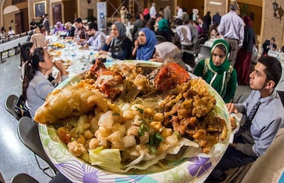 A photo of the halal food served during the U.S. Department of Agriculture Iftar Celebration in the patio of the Whitten Building in Washington, D.C., on June 28, 2016.
